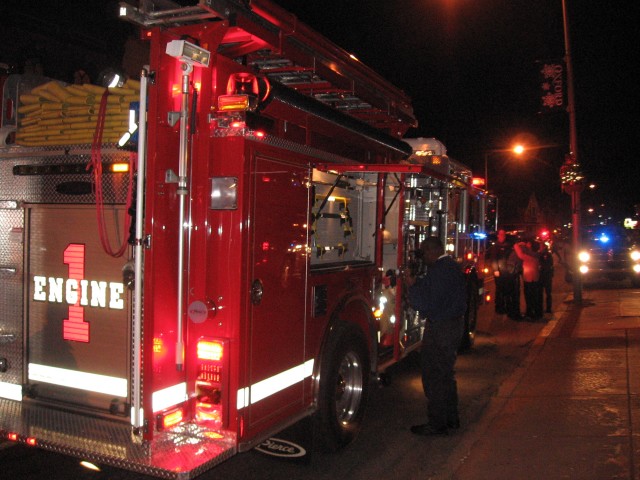 Ron Griffin chauffeuring Engine 1 to a Market Street fire.